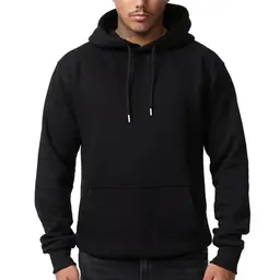 Smith & Solo Herren Kapuzenpullover - Sweatshirt mit Rundhalsausschnitt, Langarm, Slim-Fit, Training, Hoodie, Baumwollmischung, Schwarz, Größe S