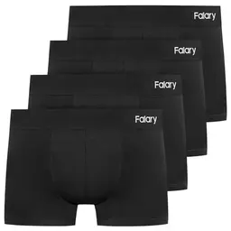FALARY Herren Boxershorts 4er Pack Schwarze Baumwoll-Unterwäsche