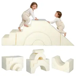 MeMoreCool Kindersofa Beige für Kinderzimmer, ausklappbares Spielsofa mit Sitz- und Liegefunktion, ab 1 Jahr