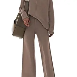 Pink Queen Damen 2-teiliges Lounge-Set mit Stehkragen - Khaki