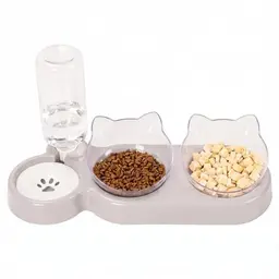 3-in-1 Katzen- und Hundeset: Futter- und Wassernapf mit Wasserspender, 3er Set für Haustiere