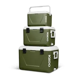 IGLOO stapelbare Kühlboxen Set 55 L, 27 L & 11 L – platzsparende Camping‑Kühlboxen, robust & leicht, ideal für Picknick, Strand & Outdoor, Grün