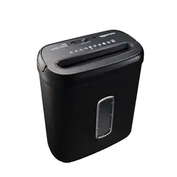 Amazon Basics Kreuzschnitt-Aktenvernichter, 8 Blatt, mit Sichtfenster, für Dokumente und Kreditkarten, 14l Behälter, Schwarz