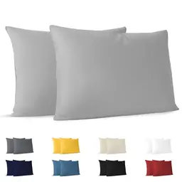 Dreamzie 2er Set Kissenbezüge 100% Baumwolle - Hypoallergen und resistent (40 x 60 cm, Grau)