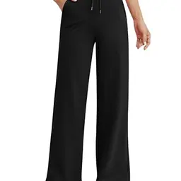 Damen Jogginghose mit hohem Bund, Kordelzug, Taschen, lang, Freizeit- und Yogahose, schwarz, S