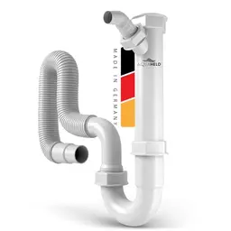 AquaHeld® Siphon für Küchenspüle mit flexiblem Ablaufschlauch - Made in Germany