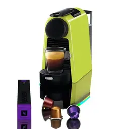 Nespresso De'Longhi EN 85.L Essenza Mini Kaffeekapselmaschine mit Welcome Set, Lime, platzsparend