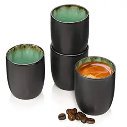 Sänger Espressobecher Palm Beach, 4-teiliges Set aus Steingut, 70 ml