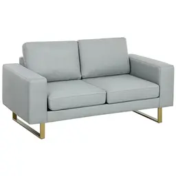 HOMCOM 2-Sitzer Sofa Hellgrau mit Kissen für Schlafzimmer