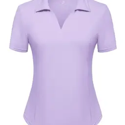 Jack Smith Damen Polo Shirt V-Ausschnitt Kurzarm Lila