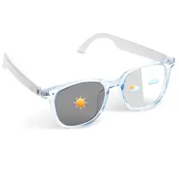 Tulbeys Smart Glasses für Damen mit blauer Fassung, Touchsteuerung und Sprachassistent – ideal für drinnen und draußen
