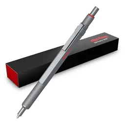 rOtring 600 Gelschreiber, 0,55 mm, nachfüllbar, schwarzer Tinte, silberfarbenes Metallgehäuse, rutschfester Griff