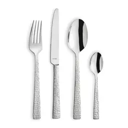 Amefa Besteck Set Felicity, 24-teilig, für 6 Personen, gehämmerter Griff, Messer, Gabel, Löffel & Kaffeelöffel