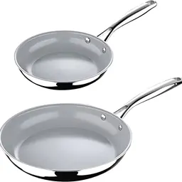 MasterPRO ARGENT Bratpfannen-Set 20cm und 24cm - Edelstahl mit Keramikbeschichtung - Induktionsgeeignet und Backofenfest