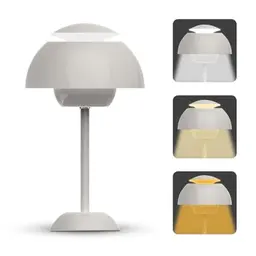Zinueen LED Blumentopf Tischlampe, Kabellos, Touch Dimmbar, Retro, für Büro und Schlafzimmer (Grau)