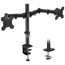 BONTEC Monitor Halterung für 2 Monitore 13-27 Zoll - Schwenkbar, Höhenverstellbar, Ergonomisch - Schwarz