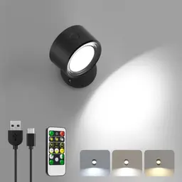 Akku LED Wandleuchte mit Fernbedienung, Dimmbar in 3 Farbmodi, Kabellos und 360° drehbar, ideal für Wohnzimmer und Schlafzimmer