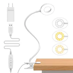 iZELL LED Leselampe Dimmbar mit 3 Modi & 10 Stufen, Flexibler Schwanenhals, Buch- und Schreibtischlampe, Weiß