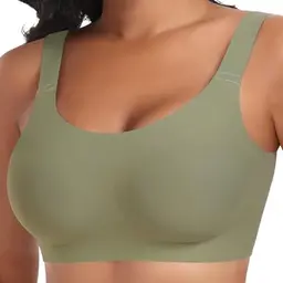 Komfortabler Nahtloser BH ohne Bügel - Gepolstert, Vollschalen Bustier, Weicher T-Shirt Bra (Grün, XL)