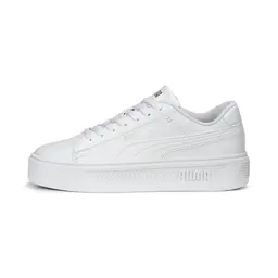 PUMA Mädchen Smash Platform V3 Sneaker, Weiß/Silber, Größe 36 EU