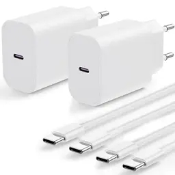 2er Pack 20W USB-C Schnellladegerät für iPhone 17, 16, 15, iPad und mehr