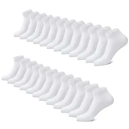 FALARY Sneaker Socken 12 Paar Baumwolle Weiß für Herren und Damen 39-42