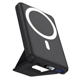 AOGUERBE Wireless Power Bank 10000mAh mit Magnet, Faltbar, 22,5W Schnellladen, Kompatibel mit iPhone 16/15/14/13/12 (Schwarz)