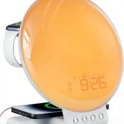 Dekala Lichtwecker mit Sonnenaufgangs- und Sonnenuntergangssimulation, Wake Up Light mit Wireless Charger, Touch/APP-Steuerung