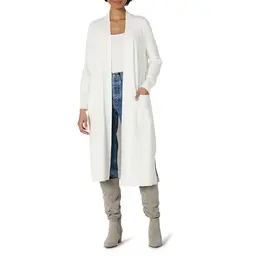 Amazon Essentials Damen langer Cardigan, leichter, in Staubmantellänge, Eierschalenweiß, Größe S