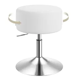 WOLTU Schminktisch Hocker - Höhenverstellbar, 360° Drehbar, Bequemer Cord Barhocker in Weiß für Schminktisch und Schlafzimmer