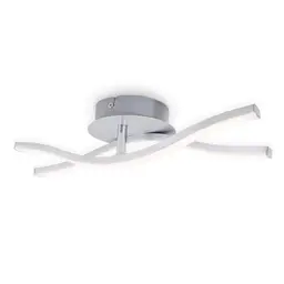 BRILONER LED Deckenlampe, warmweiß, geschwungen, 37x12x7,7 cm, alufarbig