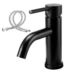 Wasserhahn Bad, Einhebelmischer für kleine Waschbecken, Mattschwarz