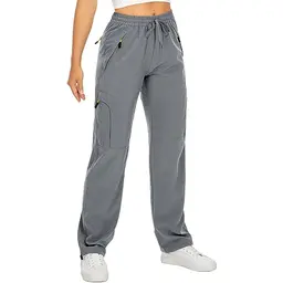 yeyity Damen Wanderhose - Leichte, atmungsaktive Outdoorhose mit UV-Schutz und schnell trocknendem Material (Grau, M)