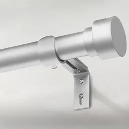 Silberne Vorhangstange ausziehbar für Fenster (76 bis 228 cm)