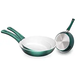 Genius Cerafit Fusion Bratpfannen-Set (3 Teile) in Smaragdgrün, kratzfest und ideal für gesundes Kochen