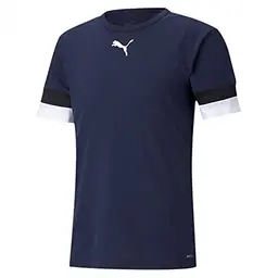 PUMA Kinder Teamrise Jersey Shirt, Peacoat, Schwarz-Weiß, Größe 128 EU