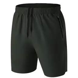 HMIYA Herren Sport Shorts Leichte, schnell trocknende Hose mit Reißverschlusstasche - Armeegrün, EU-2XL/US-XL