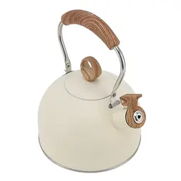 Lyrlody Kaffeekanne 2,5L – Edelstahl Teekessel mit Pfeifgeräusch für Herdplatten (Beige)