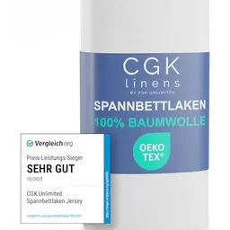 Spannbettlaken Jersey 90x200 cm - 100% Baumwolle, atmungsaktiv & wärmend, Weiß