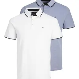 JACK & JONES Herren Poloshirt Jjepaulos 2er Pack - Bright Cobalt/Weiß - M