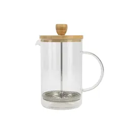 BERGNER COFFEE & TEA LOVERS - Kolbenkaffeemaschine 800ml - Edelstahlfilter & Bambusdeckel - Leicht zu reinigen