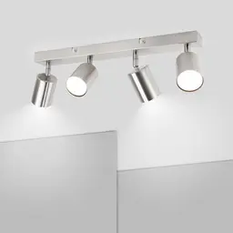 Moderne 4-flammige GU10 Deckenleuchte aus Mattes Nickel - Schwenkbare Deckenstrahler