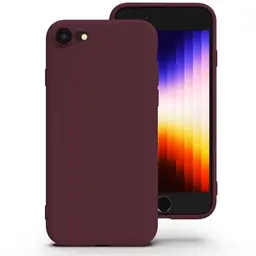 Zuvirelx Silikonhülle für iPhone SE (2nd/3rd), 8/7 – Dünn, Minimalistisch, Stoßfest, Burgunderrot