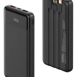 Powerbank 20000 mAh mit 3 Kabeln, 22,5 W Schnellladung, USB-C, für iPhone, Samsung & mehr