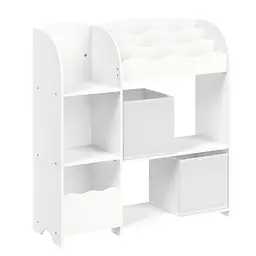 SONGMICS Kinderregal mit 2 Aufbewahrungsboxen, wolkenweiß, ideal für Bücher und Spielzeug im Kinderzimmer