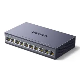 UGREEN 10-Port Gigabit PoE LAN Switch, 60W, ideal für NVRs und IP-Kameras