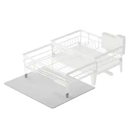 SONGMICS Abtropfgestell Geschirr, drehbar und ausziehbar, mit Abtropfschale und Besteckhalter, mattweiß-Taubengrau, (31-56) x 42 x 20 cm