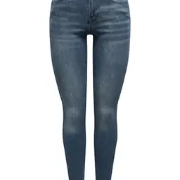 ONLY Damen Skinny Jeans - Normal Waist, Bleached Used Design, Dunkelblau, Größe S/30L