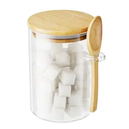 Zuckerglas mit Bambusdeckel – 425 ml luftdichte Dose für Hafer, Salz, Kaffee und Gewürze