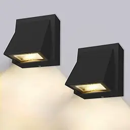 BENMA Wandleuchte 2er Set - 8W LED Innen/Außen, warmweiß 3000K, IP65, Schwarz